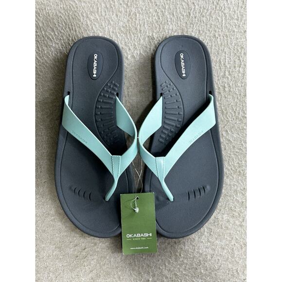 Okabashi Breeze Women's Flip Flops Sz 11/12 (LL) Slate/Sea Glass Sandals New - Picture 8 of 9